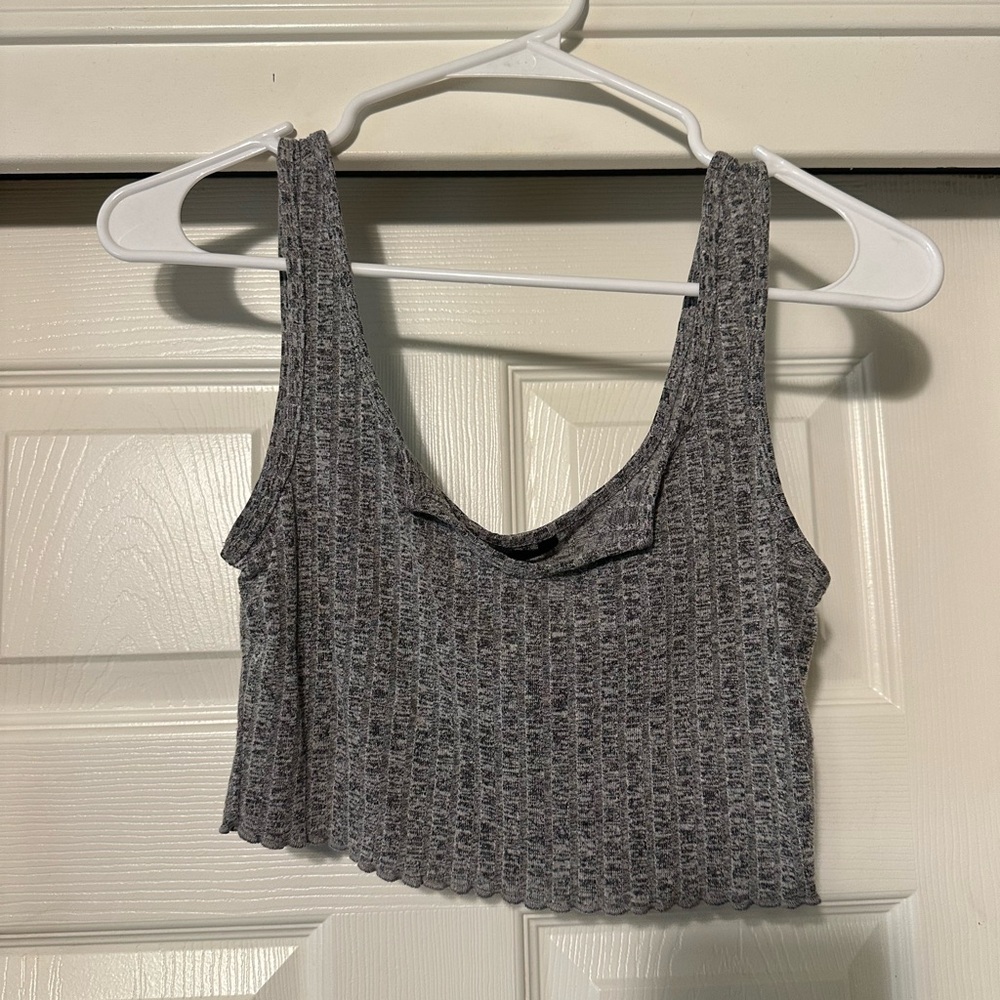 Gray Ribbed Women's Crop Top